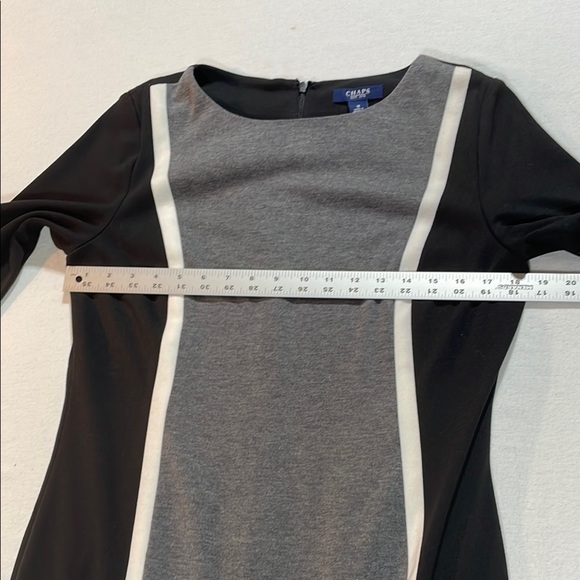 Chaps Gray and Black Dress 3/4 Sleeve Crew Neck EUC 12 - Picture 10 of 13